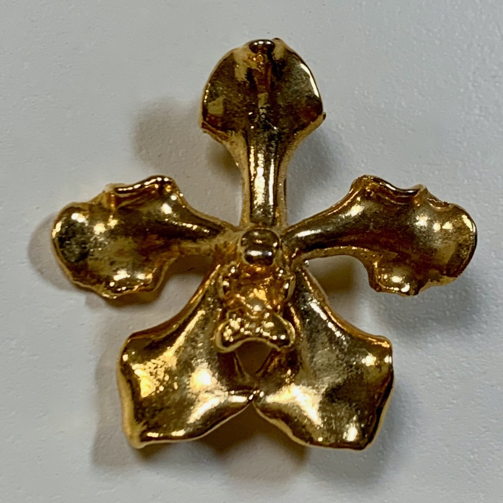 22 K Gold Plated Orchid Pin c. 1960's